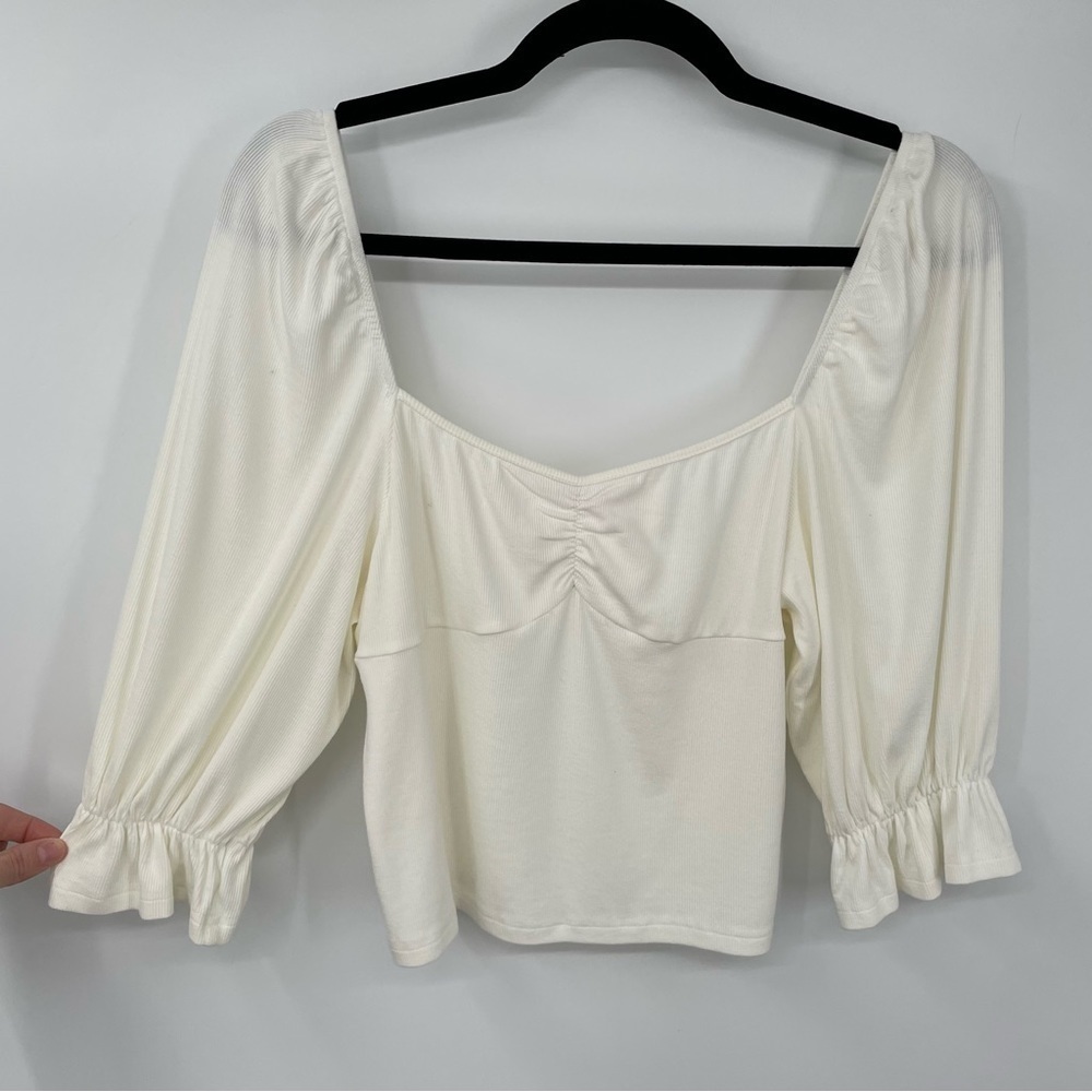 Pink Lily Cream Ribbed Knit Crop Top - Picture 3 of 10